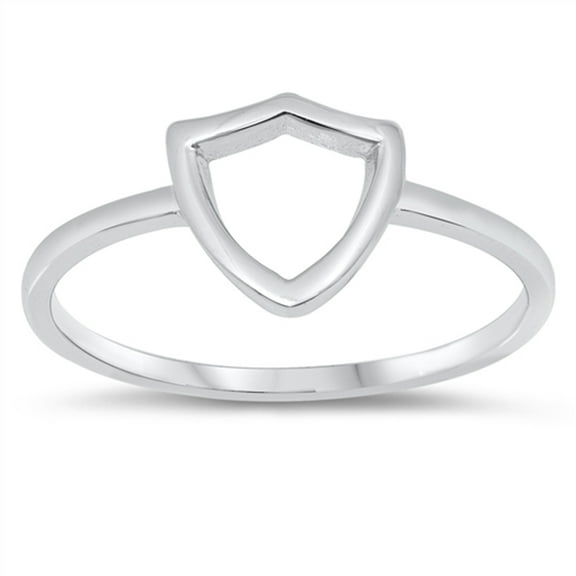 Classic Open Shield Crest Ring .925 Sterling Silver Band Jewelry Female Male Unisex Size 10