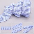 thumbnail image 3 of Scheam Blue Frilled Gingham Ribbon Trim 1.57" x 5yd Gingham Ruffle Pleated Lace Trim Checkered Fabric Edge Trimming for Sewing Bridal, Baby Clothes, Blankets, Pillows DIY Decorations, 3 of 7
