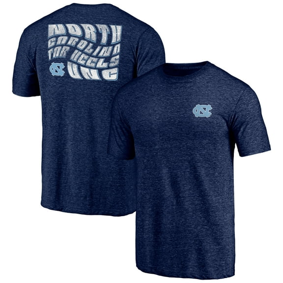 Men's Navy North Carolina Tar Heels Wavy Logo Tri-Blend T-Shirt