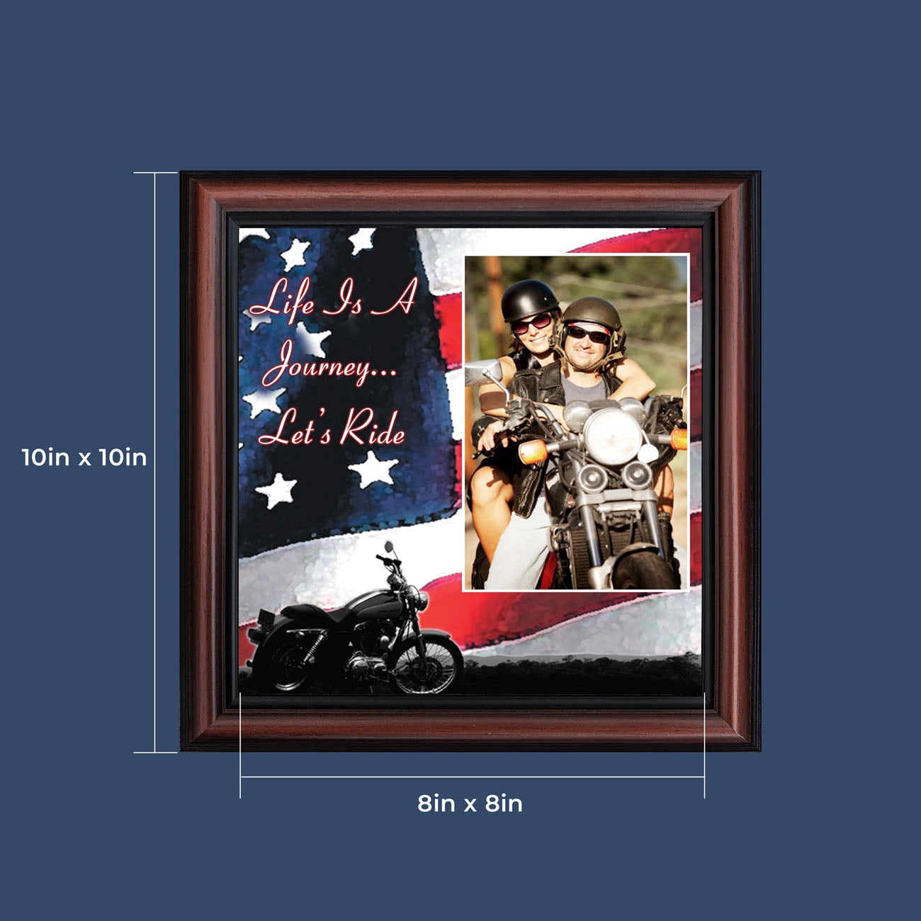 Harley Davidson Gifts for Men and Women, Patriotic Harley Accessories, Harley Davidson Wedding Gifts, American Flag for Harley Riders, "It's Not the Destination" Unique Motorcycle Wall Decor, 9751