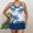 Blue, variant on QUNYINEY Hawaiian Women Tankini Swimsuits Tummy Control 2 Piece Plus Size Swimsuits with Skirt Crew Neck Modest Swimsuit Sets