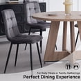 thumbnail image 3 of Set of 4 Velvet Dining Chairs - Mid Century Modern Dinning Chair, Upholstered Cushion Seat, Square-Patterned Backrest, Grey, Dinner Chairs with Metal Legs for Dining Living Room, Bedroom, 3 of 10