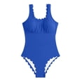 thumbnail image 7 of VISALY Womens Two Piece Ribbed Tankini Swimsuits Scalloped Tankini Tops with Bottoms Tummy Control Bathing Suits Strappy Square Neck Bathing Suits Modest Beach Summer 2026 Swim Suits Blue Xl, 7 of 7