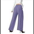 thumbnail image 2 of Pantalones de Traje Anchos para Mujer, Holgados, de Cintura Alta Elástica, Informales, Largos, Color Orquídea, Talla S, 2 of 7