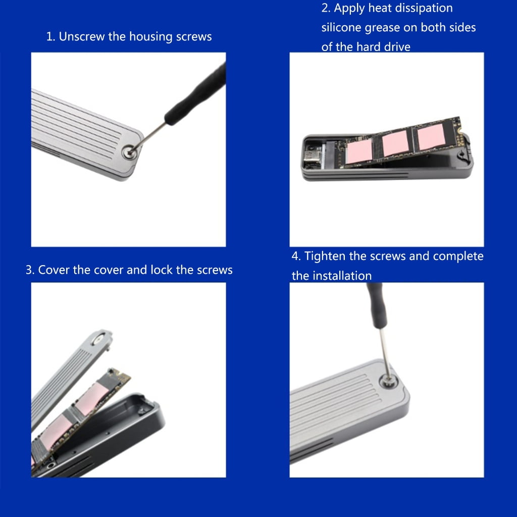 Tizuqe M.2 SSD Case NVMe/SATA 10Gbps M.2 Enclosure Dual-protocol M.2 SSD Adapter Tool