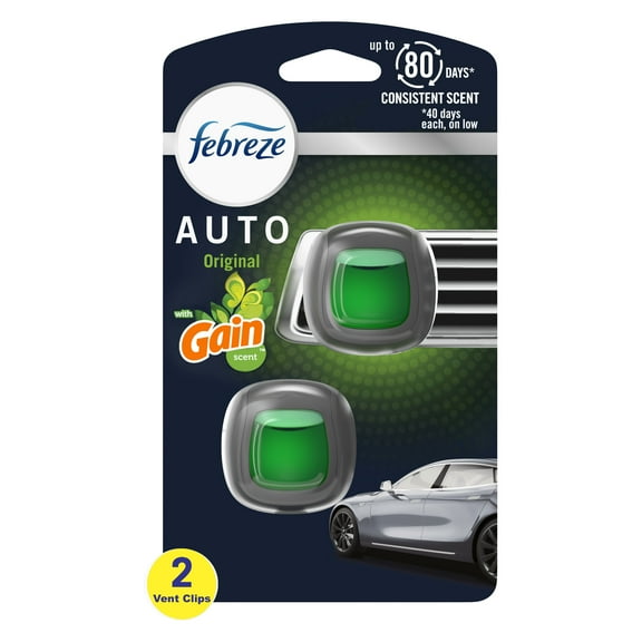 Febreze Auto Vent Clip, Gain Original Scent, .07 oz, Pack of 2
