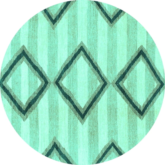 Ahgly Company Indoor Round Abstract Turquoise Blue Modern Area Rugs, 5' Round