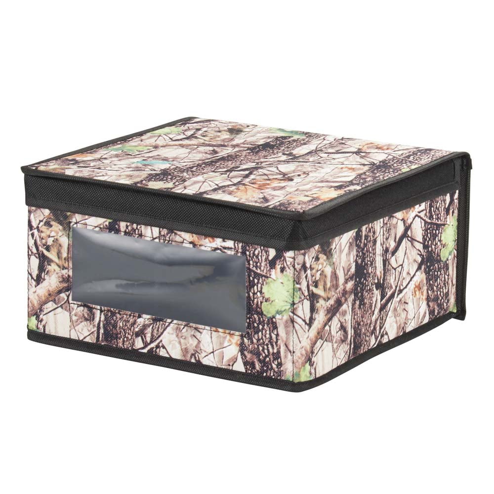 InterDesign Woodland Camouflage Fabric Closet Storage Box Organizer,Forest/Black 