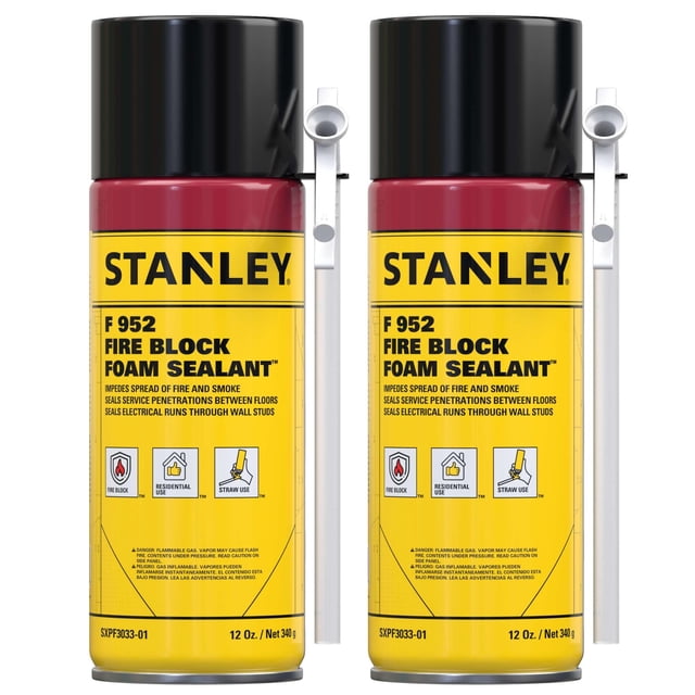 Espuma en aerosol Fire Block STANLEY Fire Rated de 350 ml, paquete de 2
