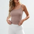 thumbnail image 3 of Tank Tops for Women under $5 Solid Round Neck Sleeveless Camisole Tank Tops Khaki XL, 3 of 5
