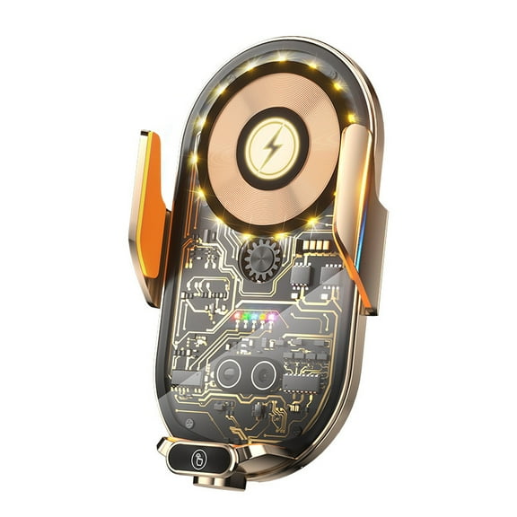 Wireless Car Charger Wireless Fast Charger Wireless Charger Stand Phone Holder Mount Wireless Charging Transparent Compatible Charging Air Vent Mount Phone Holder for All Android Smartphone(Gold)