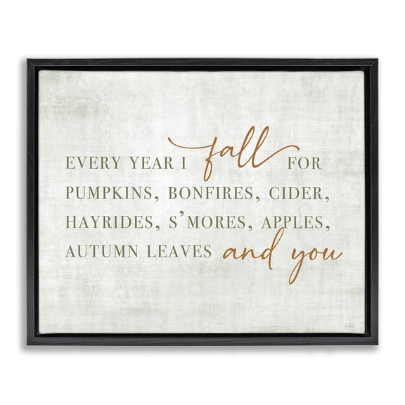 Stupell Industries Rustic Lodge Every Year Fall Phrase Black Floating Frame Canvas Art, 21 x 17, by Natalie Carpentieri