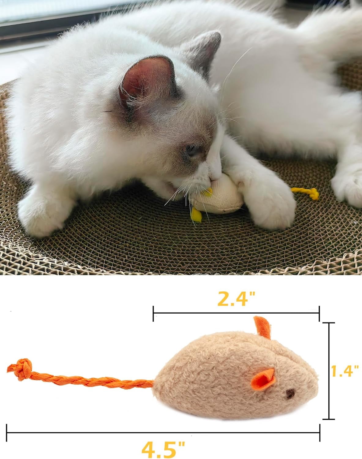 Cat Mice Toy 18-Pack Plush Catnip-Filled Mice Toys for Indoor Cats - Realistic Design, 9 Assorted Colors, 2 of Each, Value Pack