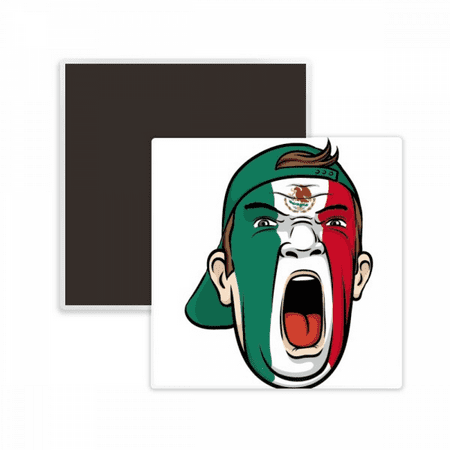 

Mexico Flag Makeup Head Screang Cap Square Ceracs Fridge Magnet Keepsake Memento