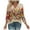 Khaki, variant on Women Fall Clothes V Neck Floral Pattern 3/4 Sleeve Tees Tshirts Fall Tops Fall Fashion Must Haves My Items
