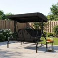 thumbnail image 1 of Balançoire de Porche Convertible 2-en-1 à 3 Places avec Support, Auvent Imperméable et Résistant aux UV à Réglage Continu, Balançoire de Patio Robuste Rembourrée 800 Lb pour Jardin et Cour Arrière, Noir, 1 of 6