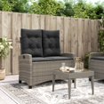 thumbnail image 1 of vidaXL Reclining Garden Bench with Cushions Grey Poly Rattan, 1 of 5