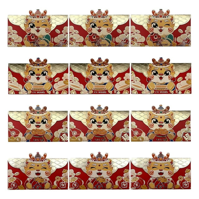 Chinese New Year 12pc Red Envelope Cute Come and See,Cash Gift Money Envelope Spring Festival Red Envelope 8.6x16.5cm,Red Envelopes Chinese New Year