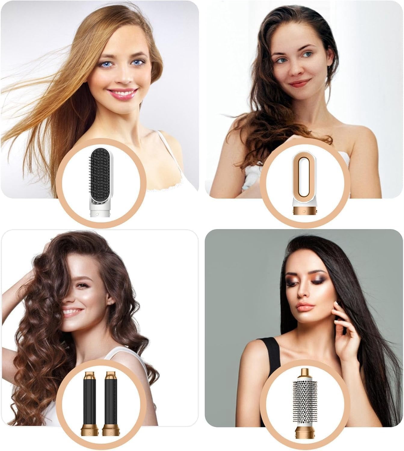 Magic Styler 4-in-1 Airstyler, Magicstyler Air Styler, Curling Iron Brush Air Curler Air Styler Wrap, Auto Wrap Curlers, Multi Hair Styler for Fast Hairstyle (Blue Gold)