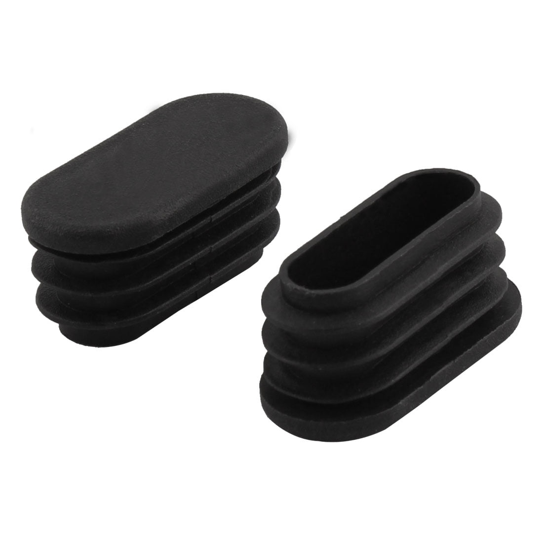 Plastic Rectangular Shaped Chair Leg Tube Pipe Insert Black 1.6 x 3.4cm