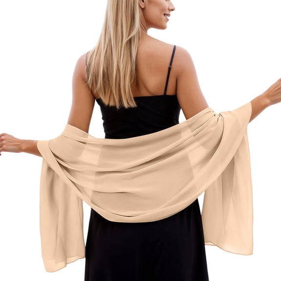MIASHUI Fashion Soft Chiffon Scarf Evening Dress Wedding Guest Bridesmaid Shawl, Scarf for Women, Formal Scarf Khaki,One Size
