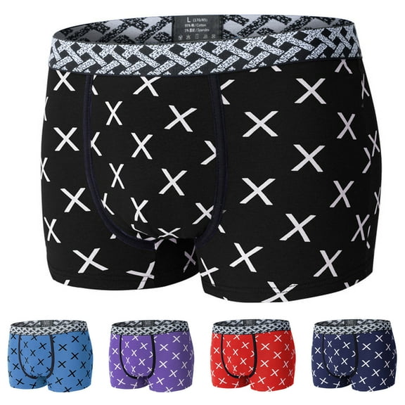 Isvgxsz New Men Panties Clearance Men's Cotton Boxers Solid Color Open Soft Satiny Panties for Men New Arrivals Underpants Dark Blue