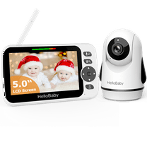 HelloBaby Video Baby Monitor-HB6352 with Remote Pan-Tilt and Zoom, 1000ft Long Range, No WiFi, 5.0" LCD, Night Vision, Lullabies, and Two-Way Audio
