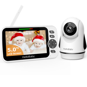 HelloBaby Video Baby Monitor-HB6352 with Remote Pan-Tilt and Zoom, 1000ft Long Range, No WiFi, 5.0" LCD, Night Vision, Lullabies, and Two-Way Audio