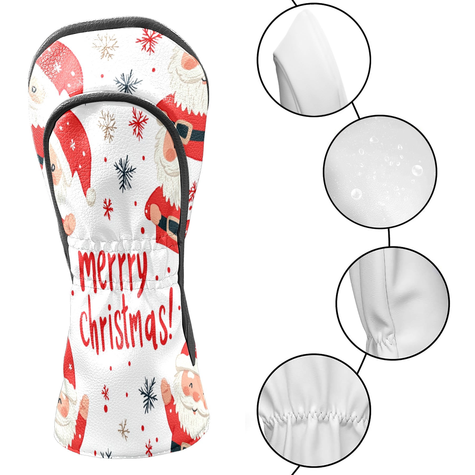 Golf Club Covers PU Leather Waterproof Head Covers for Fairway Woods Hybrids Christmas