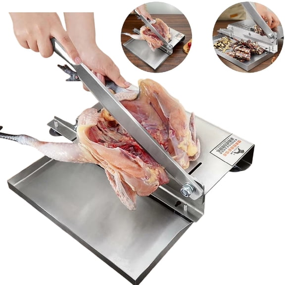 Eurhowing Manual Frozen Meat Slicer, Adjustable Thickness Heavy Duty Bone Cutter, Stainless Steel Meat Cutter for Beef, Chicken, Ribs