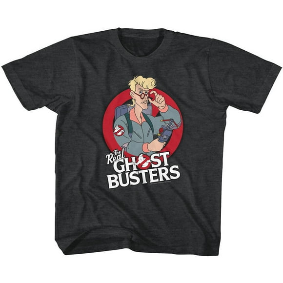 The Real Ghostbusters TV Series Egon Black Heather Youth Big Boys T-Shirt
