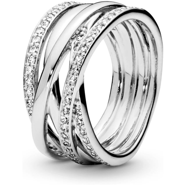 Anillo Pandora Entrelazado Esterlina Original Joyería Fina 190919Cz | Talle 48 | Joyería De Lujo Para Mujer | Ideal Para Regalo Elegante | Compatible Con Charms Pandora
