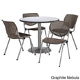 thumbnail image 3 of KFI Studios Mode Round 3.5' Dining Table Set, Brownstone, 4 Medium Oak KOOL Chairs, 3 of 5