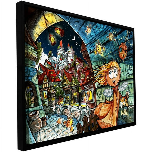 ArtWall Luis Peres "Lighthouse Elf Village" Floater Framed Gallery-Wrapped Canvas