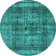 thumbnail image 1 of Ahgly Company Machine Washable Indoor Round Oriental Turquoise Blue Industrial Area Rugs, 4' Round, 1 of 4