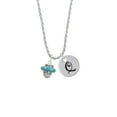 thumbnail image 2 of Delight Jewelry Silvertone Crystal Teal Spinner Silvertone Script Initial Disc - Q - Charm Necklace, 20"+3", 2 of 4