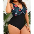 thumbnail image 3 of GFDYREE Women Plus Size One Piece Swimsuits V Neck Tummy Control Bathing Suits Front Cross Swimwear, 3 of 7