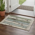 thumbnail image 2 of Area Rug with Tassels 2' x 3', Green Wooden Plank Vintage Kitchen Runner Rug for Hallway Bedroom Throw Rugs, Country Wood Grain Soft Door Mat for Bathroom Entrance Living Room, 2 of 9
