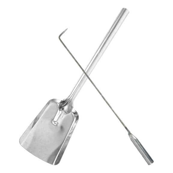 WHAMVOX Large Fire Pit Poker Fireplace Scoop Ash Scoop Gardening Shovel For Campfires Fire Pits Fireplaces And Wood Stoves Ideal For Camping And Outdoor Use Silver