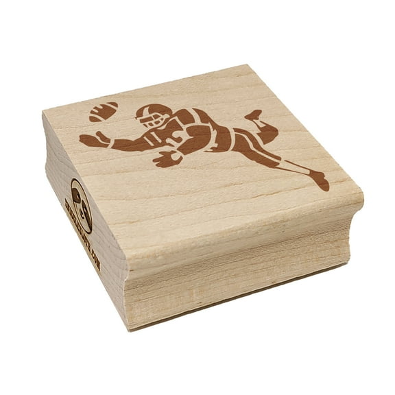 Cartoon American Football Catching Ball Square Rubber Stamp Stamping Scrapbooking Crafting - Small 1.25in