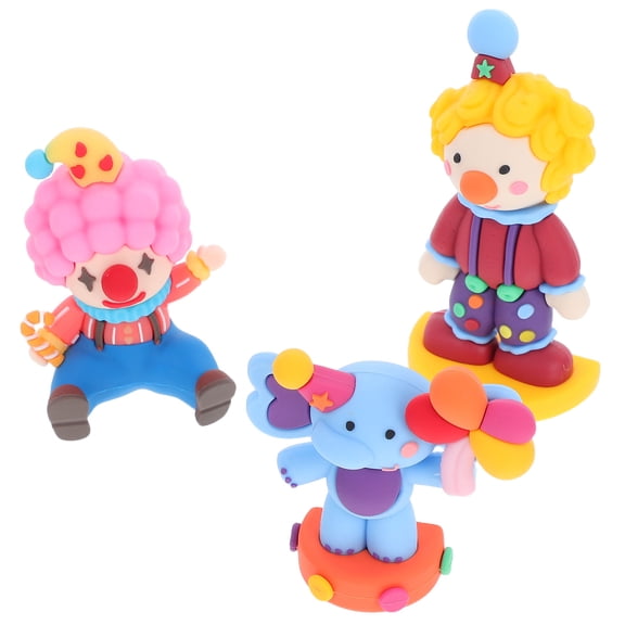 Tineasur Clown Ornments Soft Plastic Cake Decor Friends Party Atmosphere 3pcs