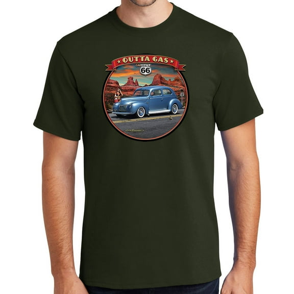 Buy Cool Shirts Outta Gas on Rt Route 66 Cotton T-shirt, 5XL Olive Green
