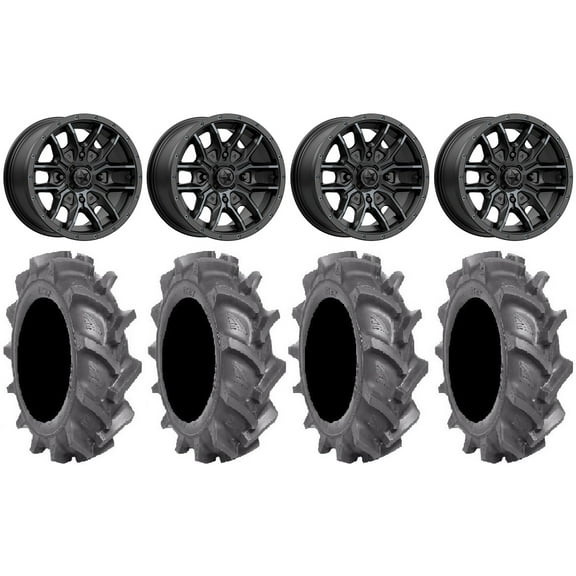 MSA Fang 14" Wheels Black 28" BKT AT 171 Tires Sportsman RZR Ranger