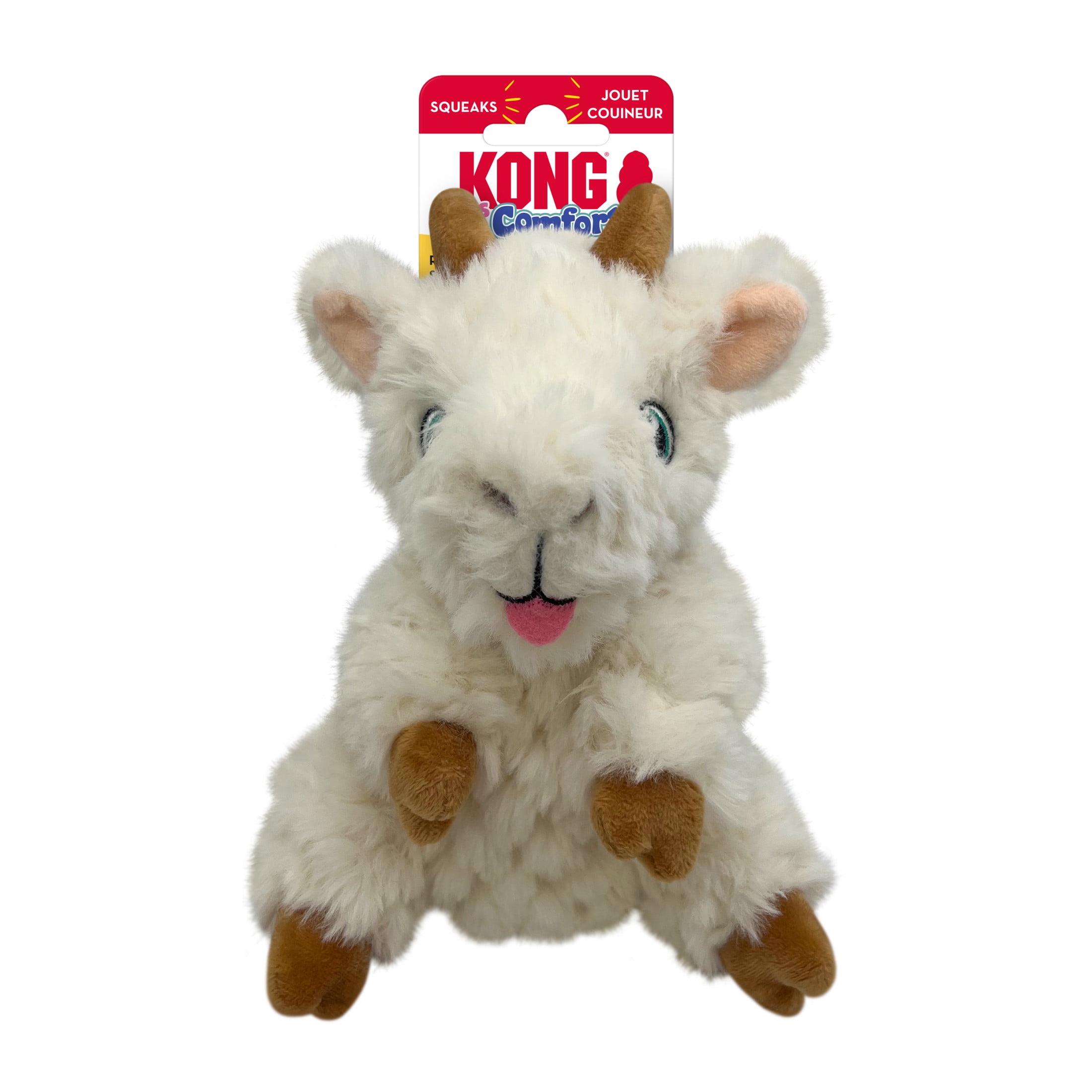 KONG® Comfort Tykes Fluffy Dog Toy, Removable Squeaker, Goat, Small
