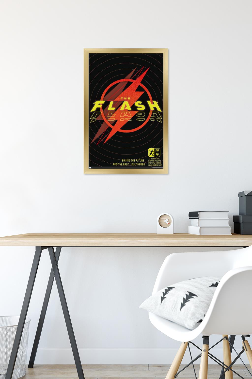 DC Comics Movie The Flash - Saving The Future & The Past Wall Poster, 14.725" x 22.375" Framed