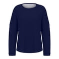 thumbnail image 4 of Holzkary Long Sleeve Tops for Women Fall Fashion Outfits 2025 Crewneck Knit Basic Tee Shirts Business Casual Tops New Round Neck Loose T Shirts Comfortable Commute Fashion Lady T Shirt Navy 3Xl, 4 of 5