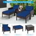 thumbnail image 6 of YYAo Patio Furniture Sets, Outdoor Bistro Conversation Set, 5 Pieces Patio Rattan Sofa Ottoman Furniture Set with Cushions-Navy, 6 of 7