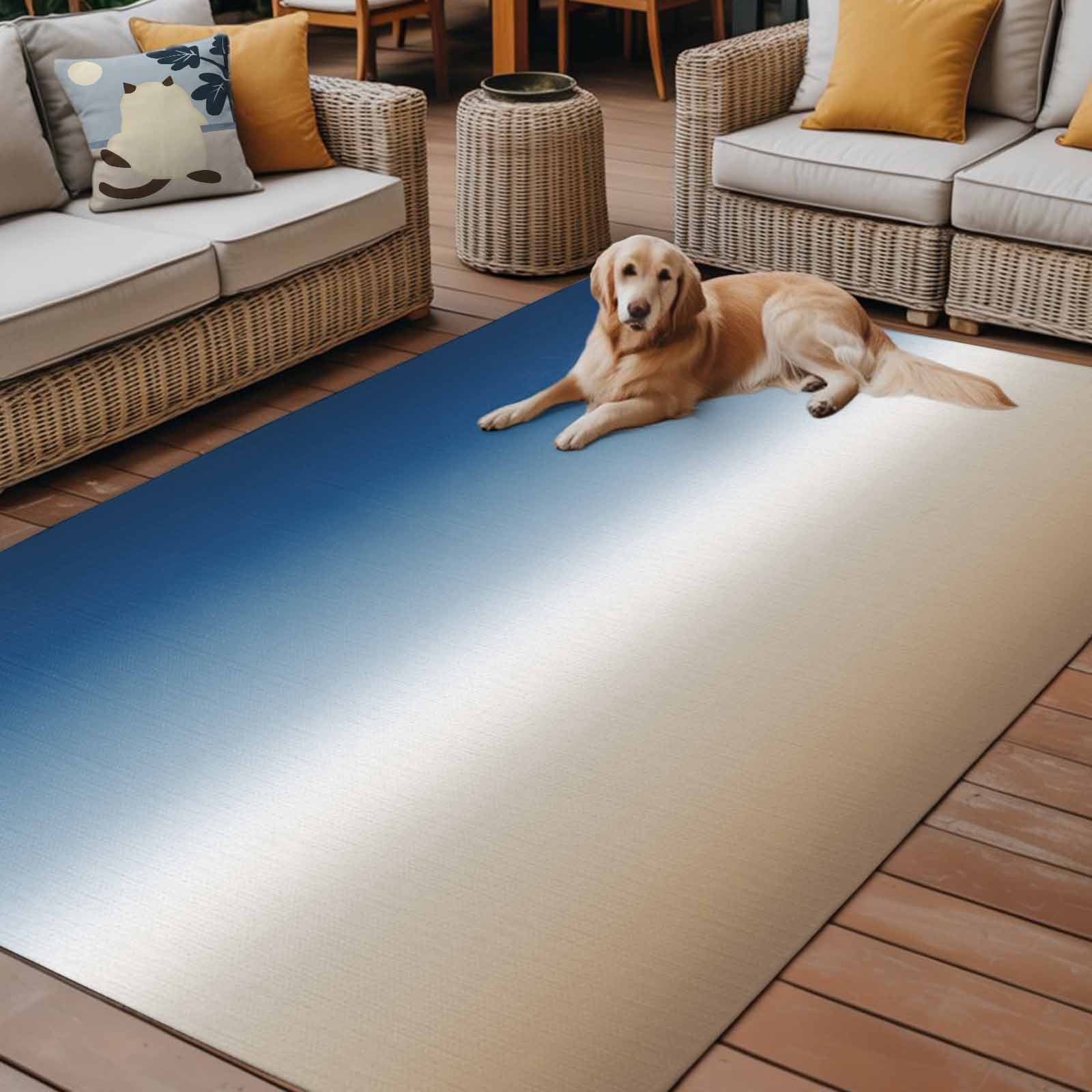 5' x 8' Outdoor Rug, Navy Blue Beige Ombre Cream Outdoor Washable Rug Large Floor Carpet, Modern Abstract Art Aesthetics Non Shedding Area Rug for Outside Patio RV Porch Deck Balcony Camping