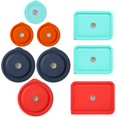 thumbnail image 1 of Tapas De Repuesto Para Pyrex 7202-Pc 1 Taza 7200-Pc 2 Tazas 7201-Pc 4 Tazas 7402-Pc 6/7 Tazas 7210-Pc 3 Tazas Y 7211-Pc 6 Tazas Cubierta Rectangular De Silicona Para Tazón De Vidrio, Paquete De 9, 1 of 5