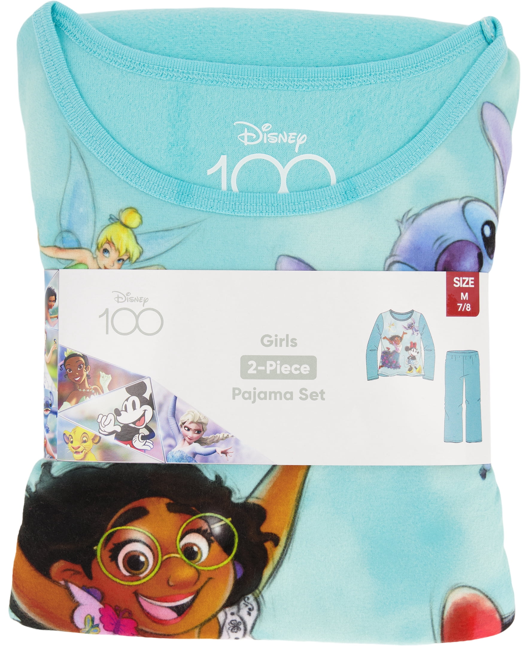 Girls Licensed Character Long Sleeve Top and Pants Sleep Set, 2-Piece, Sizes 4-12